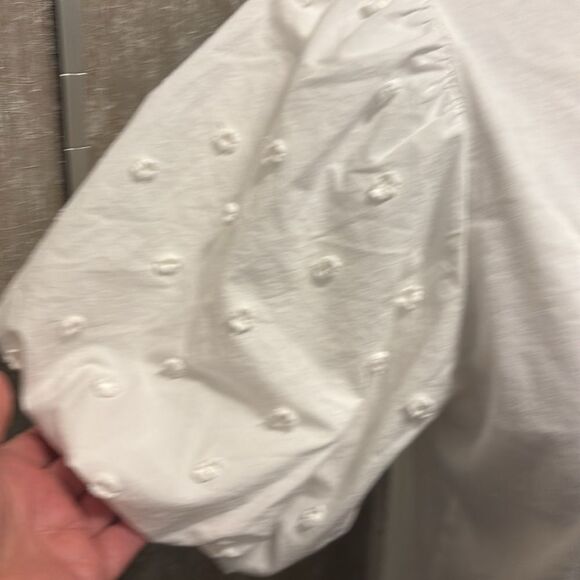 Maje 100% cotton White Puff Sleeve Top , L - Picture 3 of 9